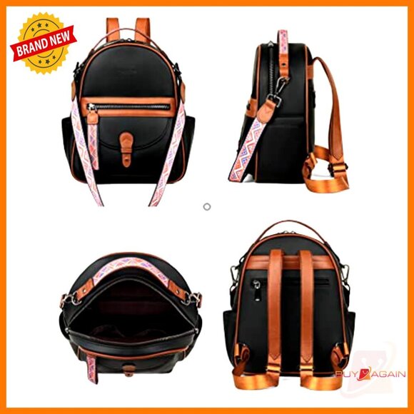 Leather Mini Backpack Purse with Multiple Pockets for Daily Use